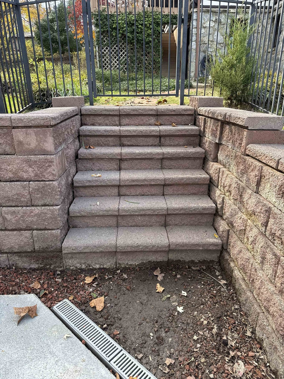 Exterior stone steps in Lynchburg, VA stripped back to clean stone after pressure washing